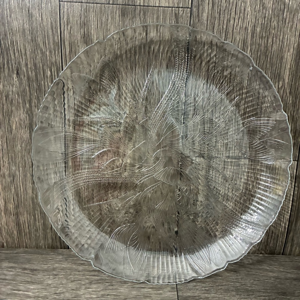 Arcoroc France Canterbury Crocus Clear Glass Dinner Plates | Set of 4